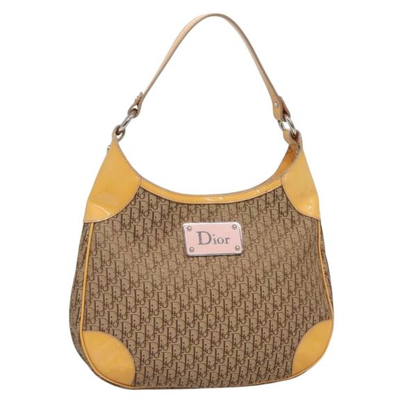 DIOR Trotter Canvas Shoulder Bag Beige Silver - Picture 1 of 13